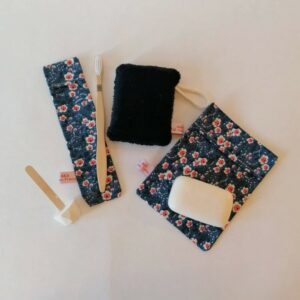 kit de salle de bain bleu sans l'étiquette