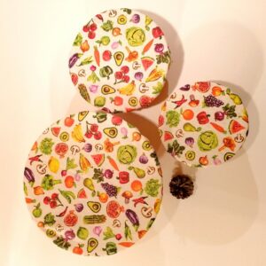 lot de 3 charlottes à plats motif fruits et légumes