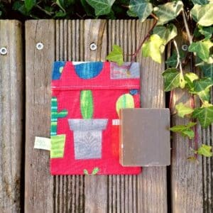 pochette à savon en toile enduite coloris cactus